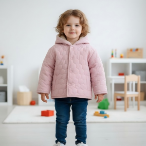 Girl's quilted cotton woven coat